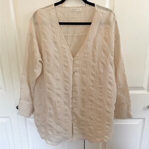 5 for $25! Miss Love Cream Button-Up Blouse